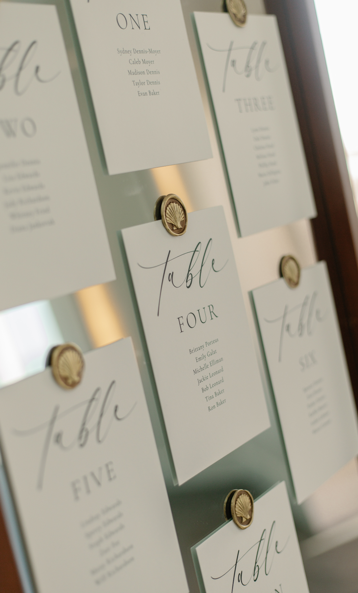 Elegant seating chart with calligraphy